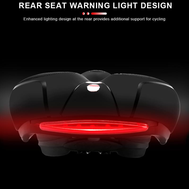 Big Butt Bicycle Saddle With Tail Light Hollow Breathable Comfortable Shock Absorbing MTB Cushion Bike Front Seat Thicken Widen