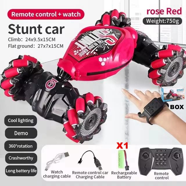 Rc Drift Car With Music Led Lights 2.4g Gesture Radio Remote Control Spray Stunt Car 360° Rotating Climbing Car Toys Gift
