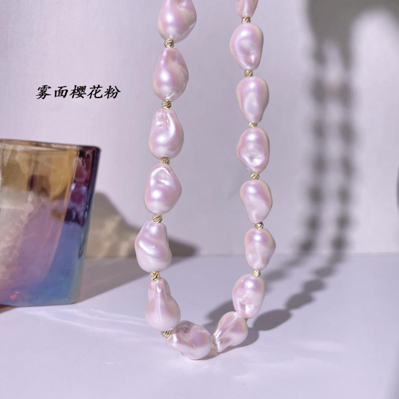 Collier Meier en perles baroques irrégulières - ras-de-cou coloré minimaliste chic haut de gamme pour femmes