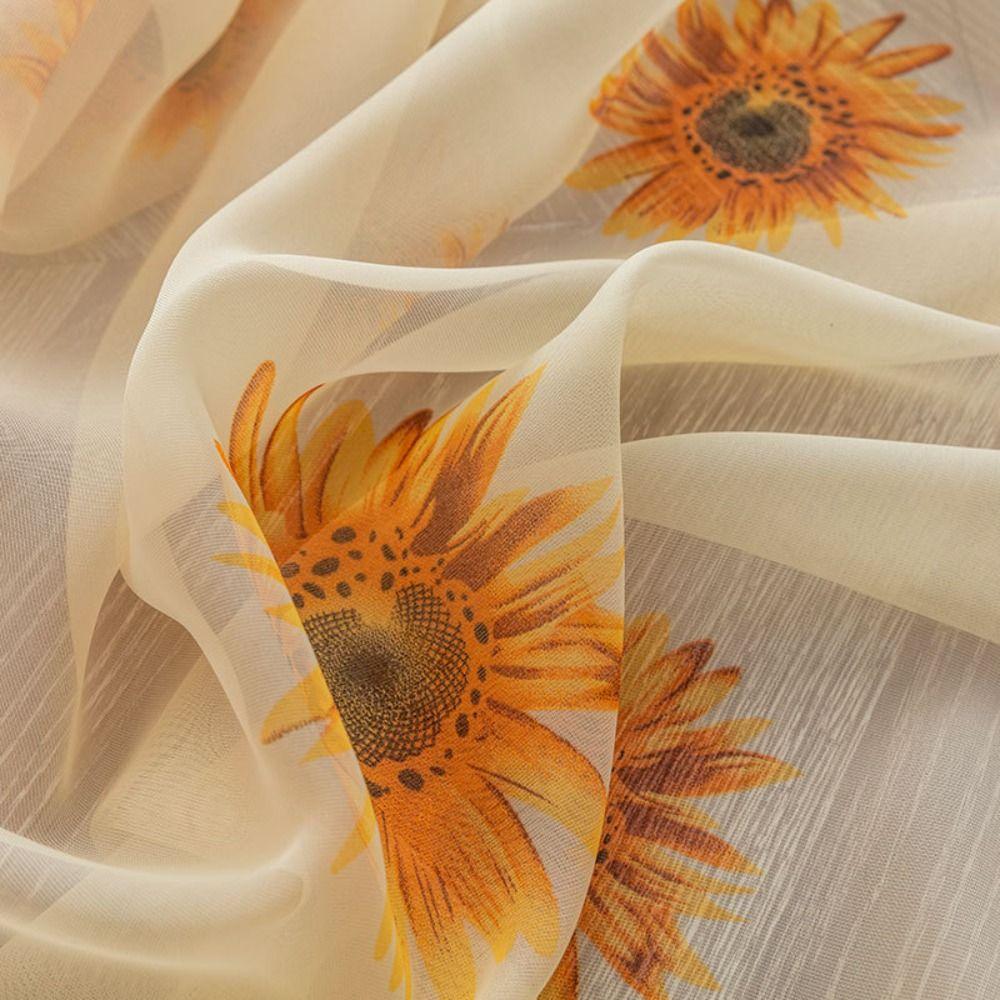 Gauze Sun Flower Tulle Curtains Romantic Window Drapes Modern Sheer Curtain Living Room