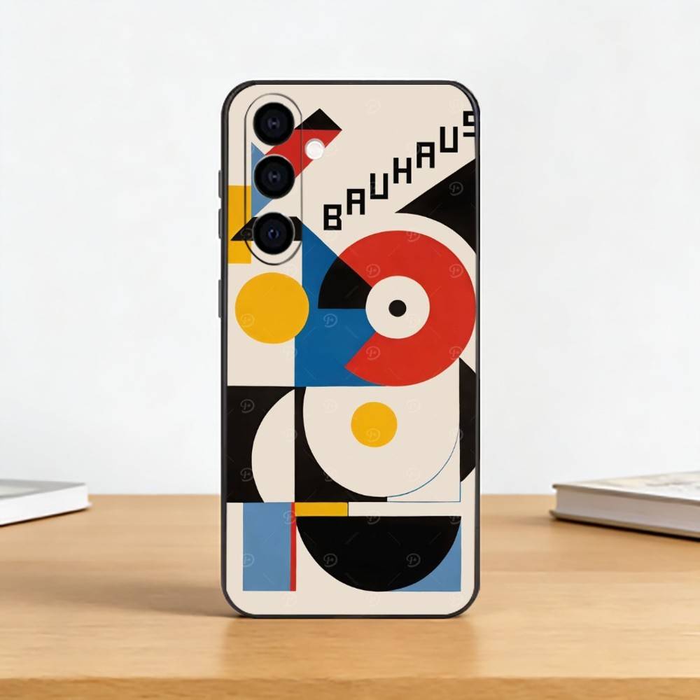 

Geometric Bauhaus A-Art Phone Case Black Silicone Soft For Samsung Galaxy A73,A72,A71,A70,A53,A52,A51 Samsung a40