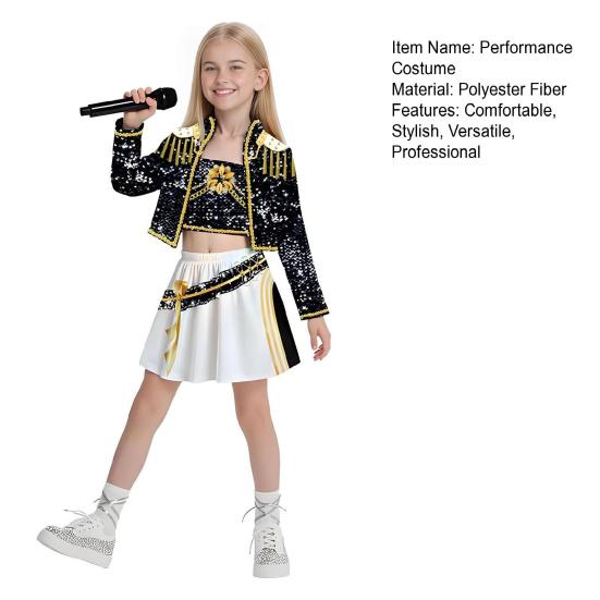 Kids Halloween Demon Hunters Performance Costume Cosplay Outfits for Dance Stage Role Play Soft Comfortable Vibrant Stage Wear for Christmas Birthday