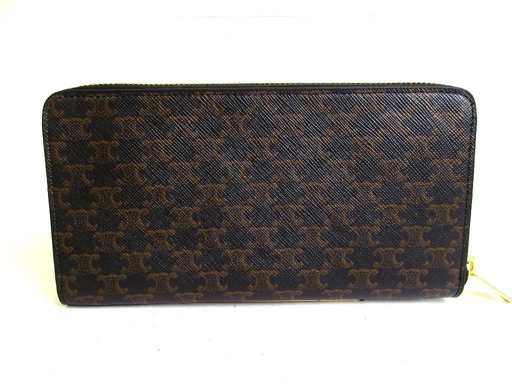 Authentic CELINE Triomphe Camvas Leather Large Zipped Wallet Purse #b281  Open Box