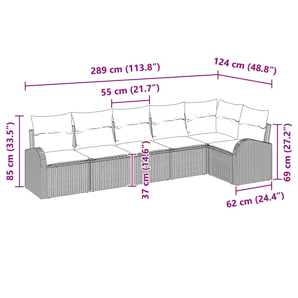 Garden Sofa Set with Cushions 6 Pcs Beige and White Poly Rattan