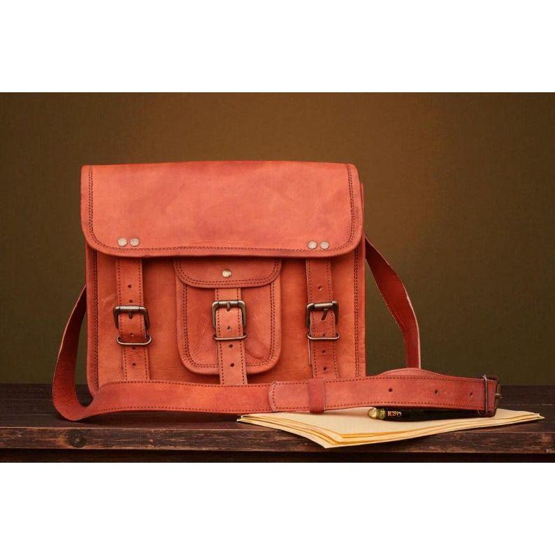 

Handmade Small Leather Travel Bag – Full Grain Goat Leather Weekender Duffel for Men | Groomsmen Gift 11 x 9 x 3 in