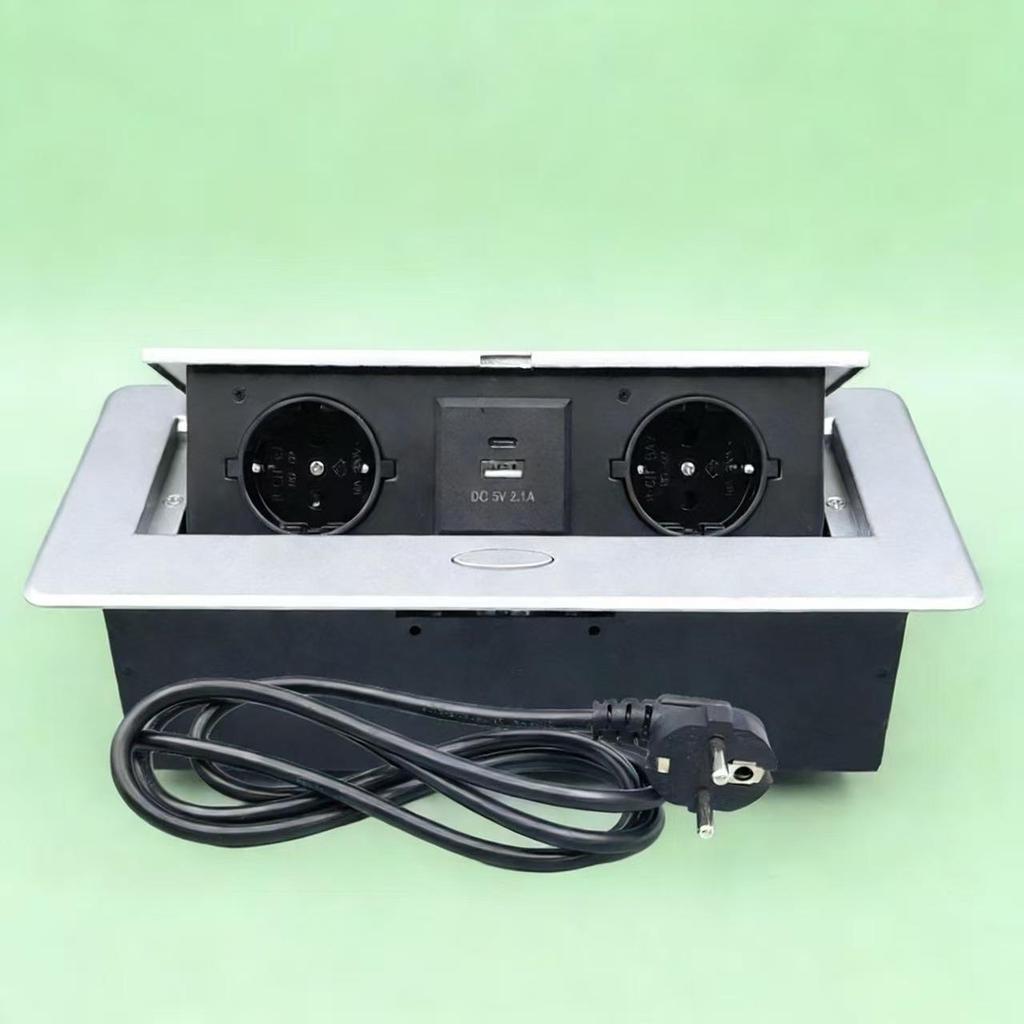 Slow Rise Pop-Up Hidden EU Power Multimedia Socket for European, American, and German Standard USB Conference Tables