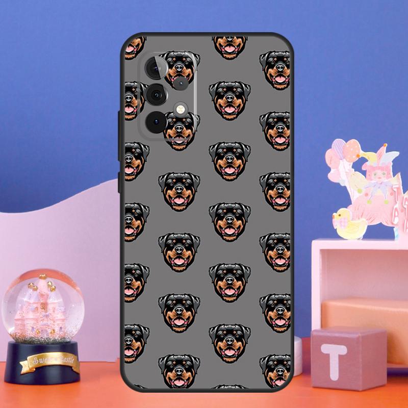 Cartoon Rottweiler Dog Case For Samsung Galaxy A54 A34 A14 A15 A35 A55 A16 A26 A36 A56 A52 A12 A32 A13 A33 A53 A17