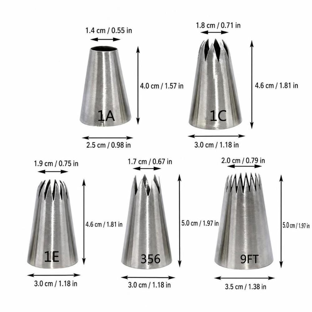 5PCS Assorted Shapes Pastry Icing Nozzle Stainless Steel Cake Decorating Tip  DIY Pastry Art