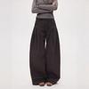 Women High Waist Pants Autumn Retro Cargo Wide Leg Pants Women's Curved Straight Floor Length Loose Casual Trouser
