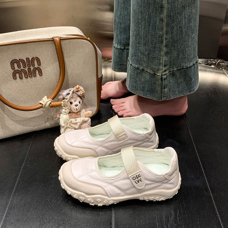 Sneakers women's 2025 autumn new Velcro women's shoes breathable hollow bag head shoes casual Mary Jane shoes women