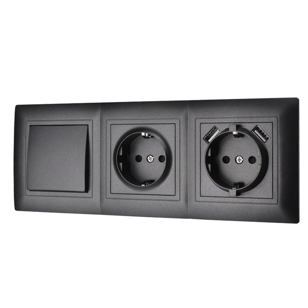 1Pcs PC Panel Modular Sockets And Switches Wall Power Socket Switch  for EU Standard Wall Mount DIY