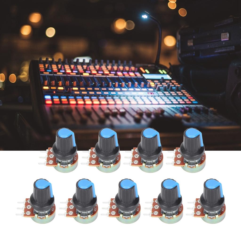 9 stk potensiometer metall lineært roterende sett B1k 2k 5k 10k 20k 50k 100k 500k 1m WH148