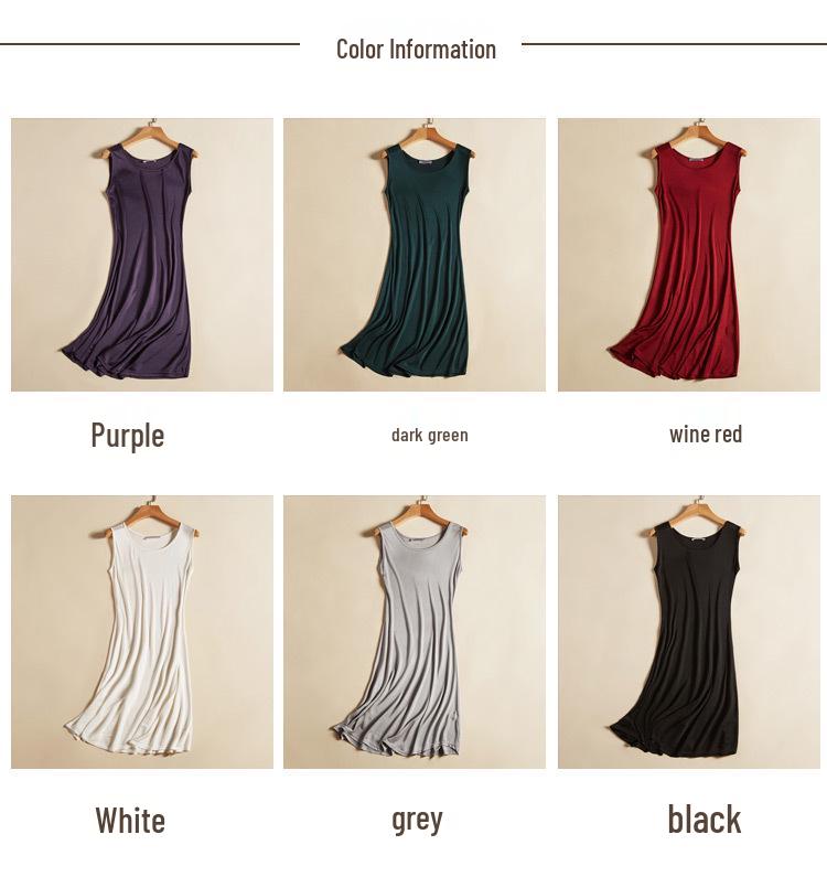Robe Longue Sans Manches Élégante pour Femme en Soie de Mûrier avec Ourlet Large - Couleur Unie, Grande Taille pour le Trajet Quotidien
