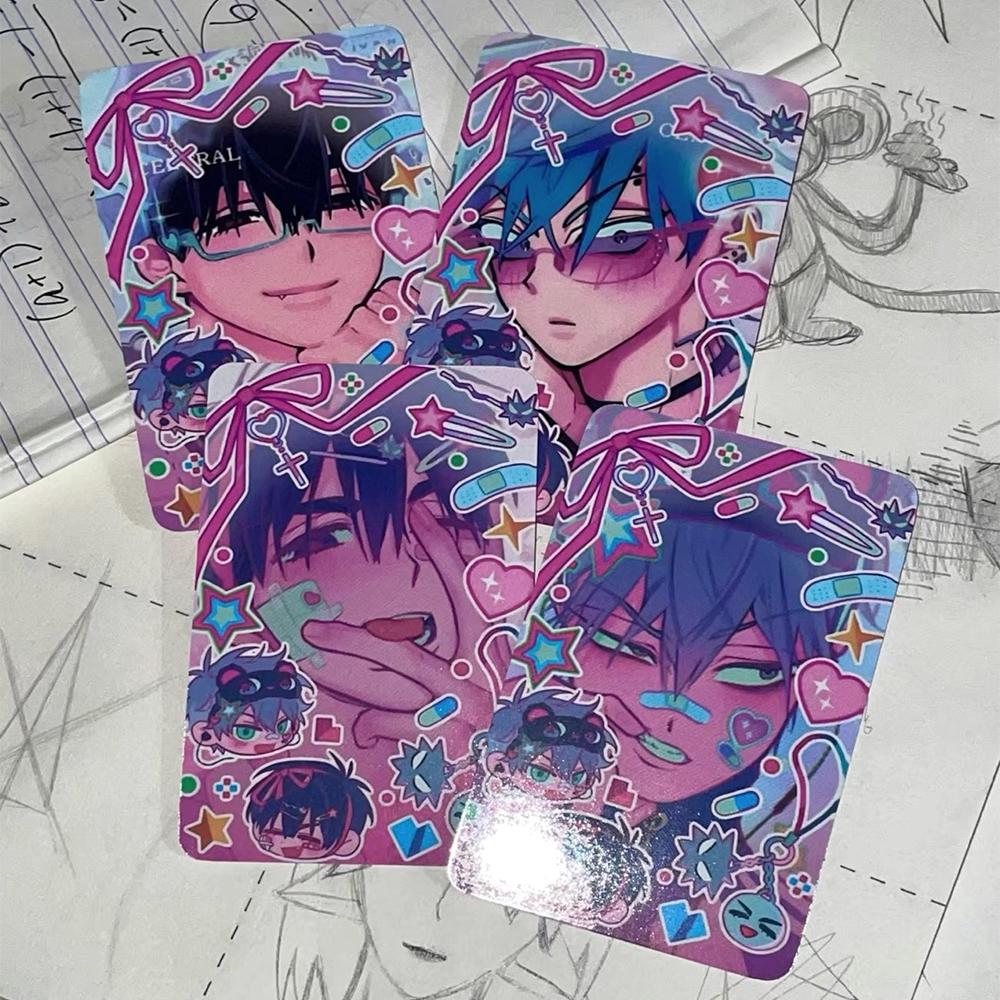 Alien Stage Anime 3 Zoll Till Ivan Kleine Karte Fotokarten für Mädchen Freunde Geschenk DIY Postkarte Lesezeichen Anime Zubehör 4 Stück/Set