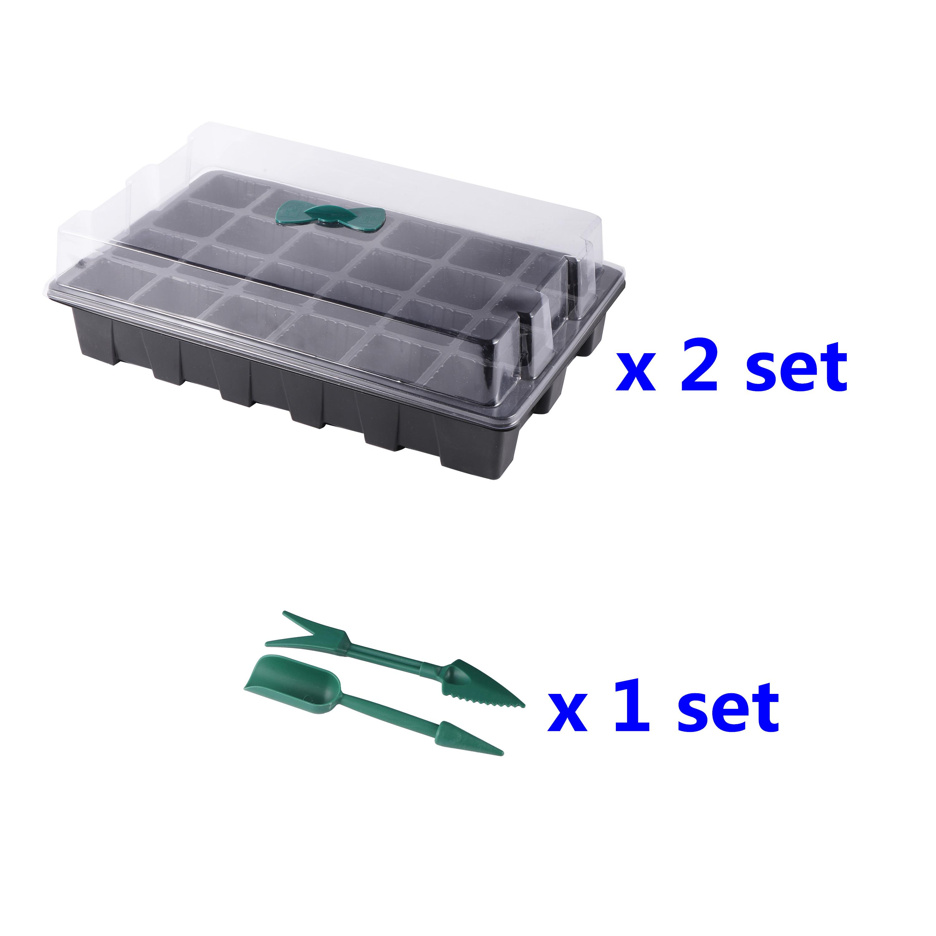 

24 Cells Germination Nursery Box Combination Set With Gardening Shovel Watering Bottle Plant Labels Seedling Cultivation Tray