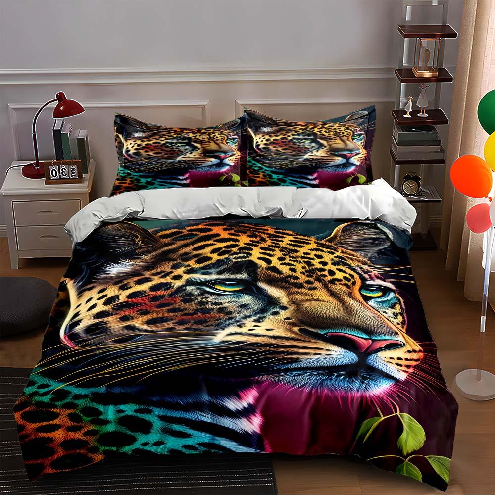

Vivid leopard portrait Bedding Duvet cover sets Duvet covers Pillowcases gifts (1 * Duvet Cover 2 * Pillowcases, without duvet insert) 135x200cm