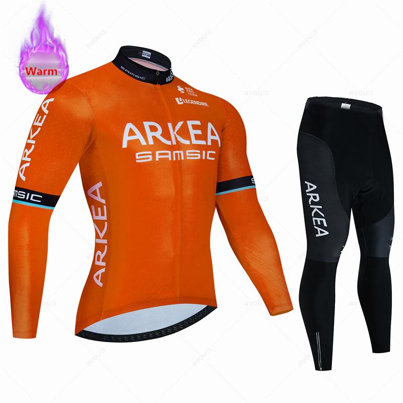 Arkea-Thermal Fleece Cycling Jersey Set, Bicycle Clothing, Outdoor Bike Clothes, MTB Ropa Ciclismo, Bib Pants Set, Winter