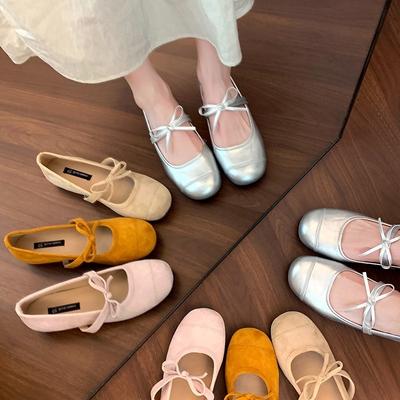 Retro Versatile Inner Height Increase Mary Jane Shoes Women's Spring and Autumn New Ballet Shoes Gentle Evening Single Shoes