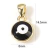 Charms Religiosi in Rame Colore Oro Multicolore Rotondi Occhio Malvagio Smaltati Ciondoli Per Creazione Gioielli Fai da Te 14,5 mm x 8 mm, 1 Pezzo