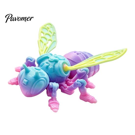 Lifelike Insect Model 3D Printed Bee Refrigerator Magnet, Realistic Flexible Joint Figurine, Articulated Jointed Toy Magnetic Decor for Kitchen Fridge