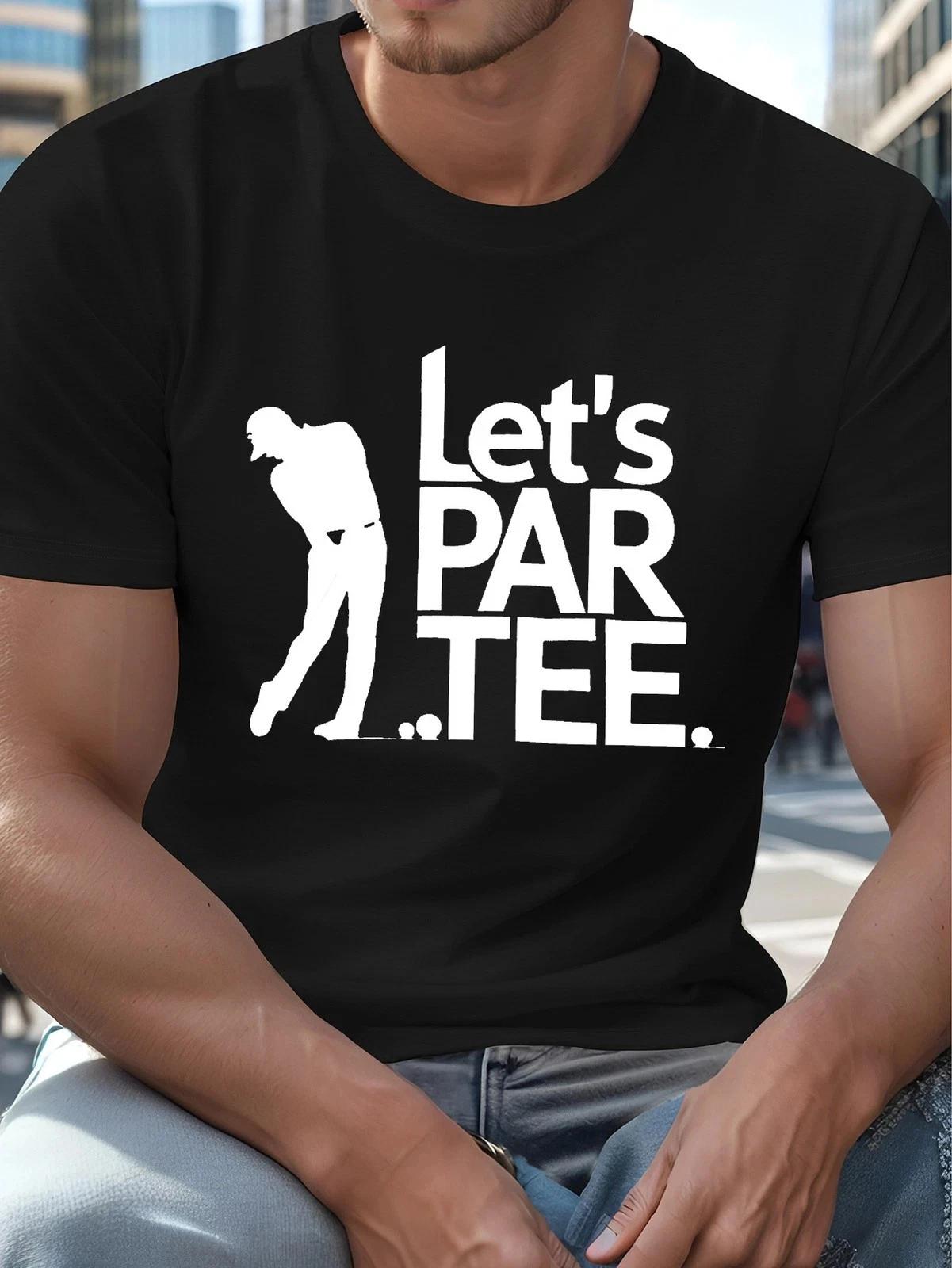Funny Golf T-Shirt Lets Par Tee Golfer Silhouette Graphic Casual Gift Tee 3XL
