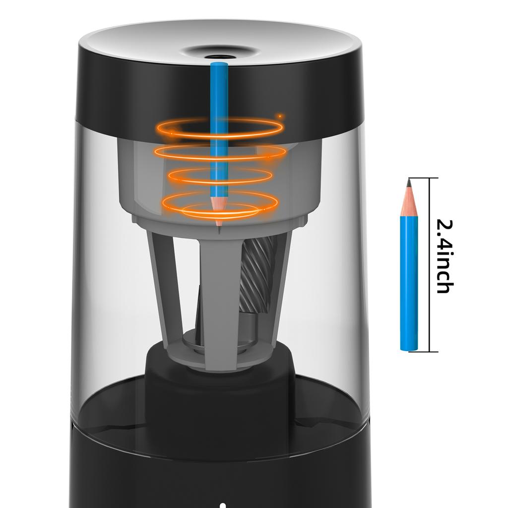 Automatisk elektrisk pennvässare Bärbar Batteridriven för 6-8 mm Pennor Stödjer Sexkantiga/Triangulära/Runda Pennor