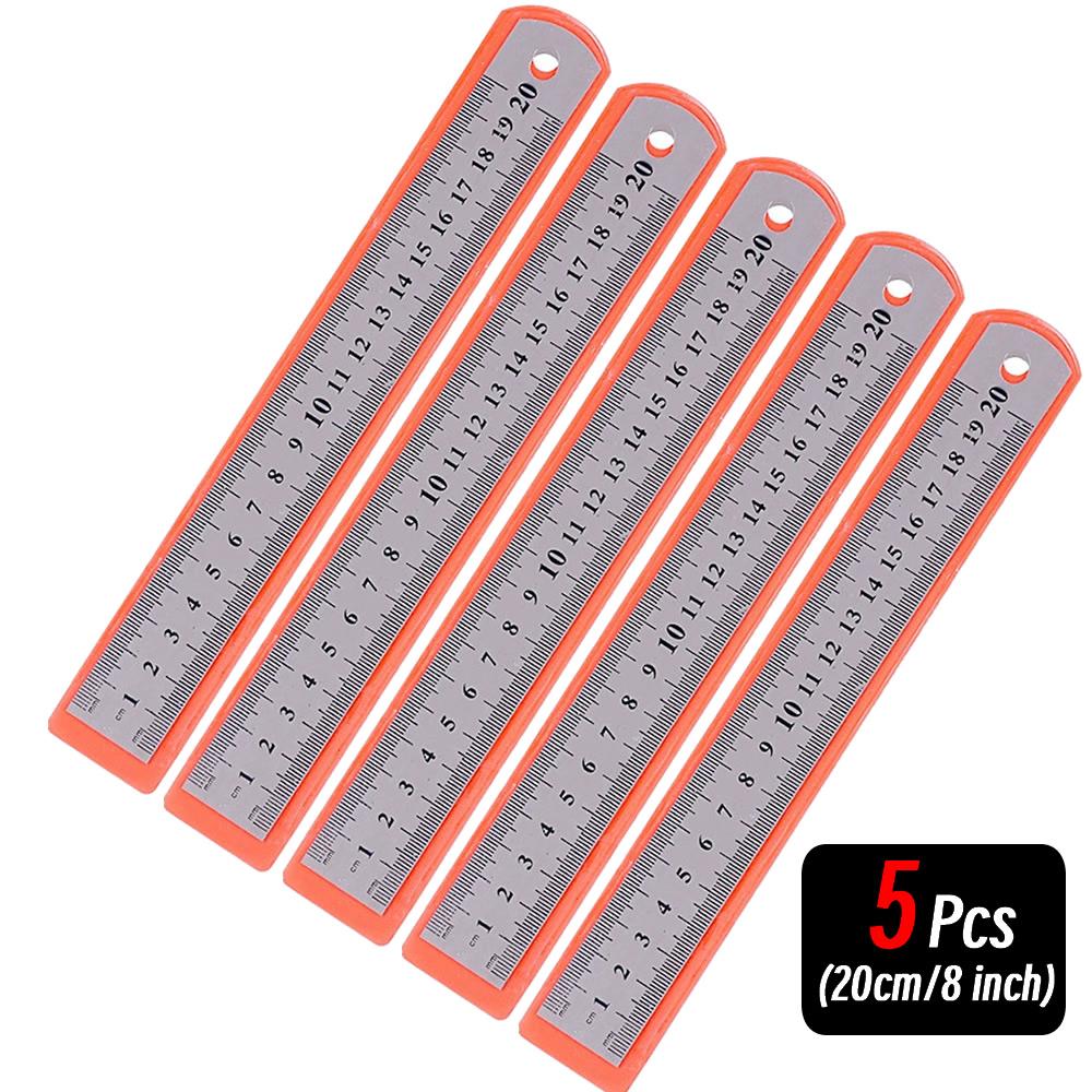 10P 15-30cm Stainless Steel Metal Straight Ruler Precision Double Sided Precision Measuring Tool Scale Metric Ruler Accessories