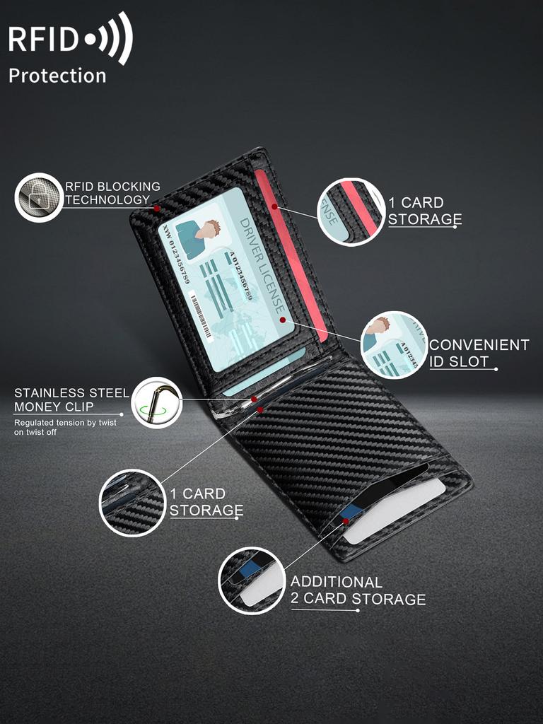 RFID Carbon Fiber Men's Wallet Multifunctional Ultra-thin Mini 7-card Slot/short Card Bag Large Capacity Portable Men's Wallet