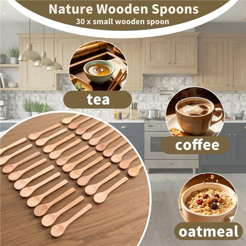 Versatile 30 Pieces Mini Wooden Spoon Small Soup Spoons Serving Spoons Condiments Spoons Wooden Honey Teaspoon