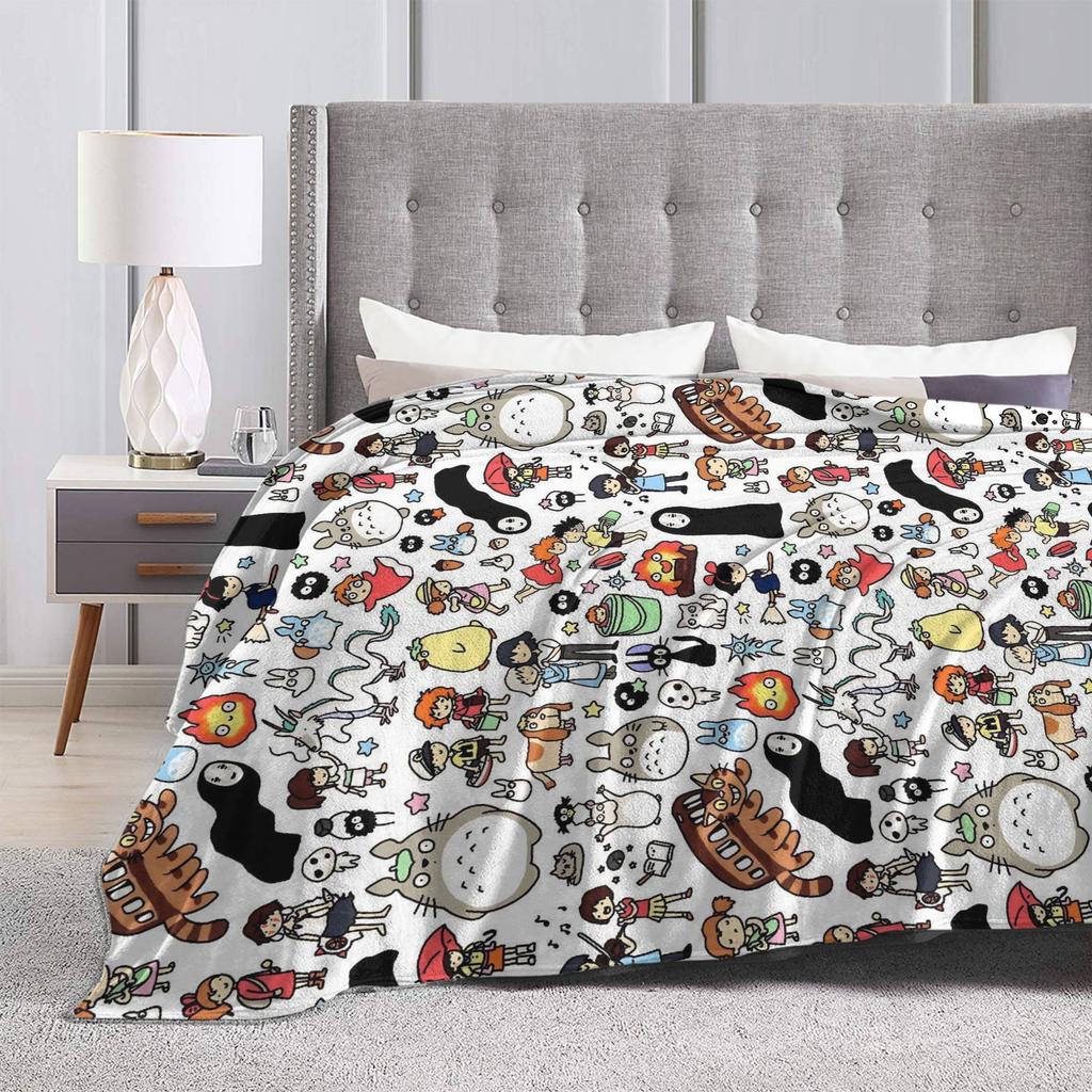 Susuwatari Rußgeister M-Mononoked Decke Fleece Winter Aways Prinzessinnen G-Ghibli Warmes Überwurf für Sofa Bettdecke