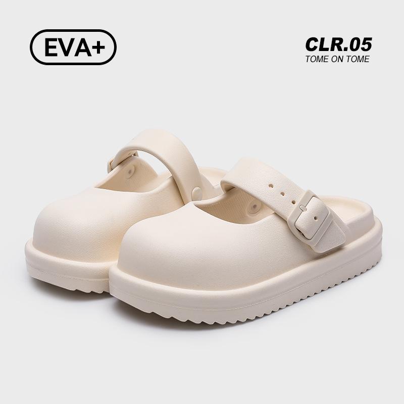 Mary Jane women's shoes are fashionable and versatile, and they are worn outside. Non-slip and cool slippers are heightened. Thick-soled one-pedal