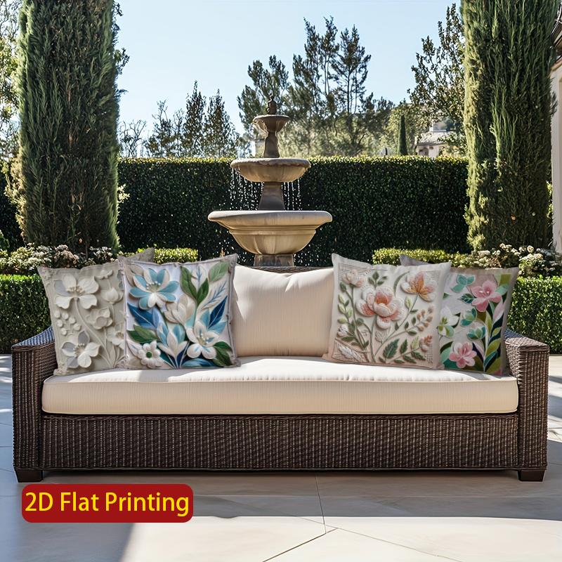 2D Floral 3D Embossed Pattern Pillow Covers Pattern Cushion Cover Suitable For Sofa Bedroom Car Pillow Cover