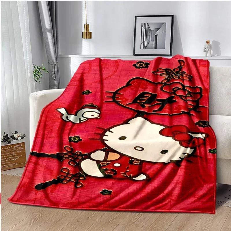 HelloKitty Cartoon Anime Kawaii Blanket for Kids Super Soft Cute Blanket for Travel Bedding Couch Sofa Bed Blanket Birthday Gift