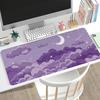 Desk Mat Purple Cloud Moon Star Print Anti Slip Rubber Mousepad Stitched Edge Keyboard Pad For Pc Laptop Gamers Table Decor
