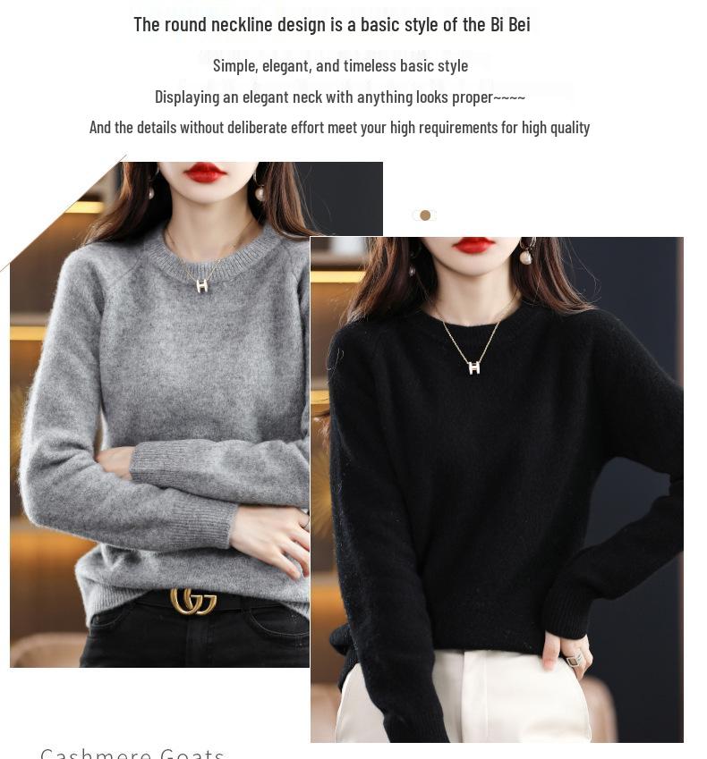 Women's Pure Wool Round Neck Sweater - New Autumn/Winter Loose Cashmere Pullover In Solid Colors