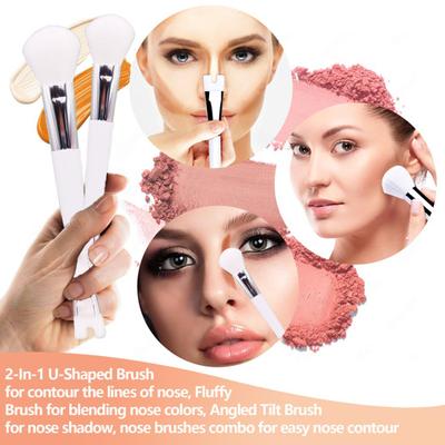 Yousheng Dual-End Beauty Nose Brush U-Shaped Makeup Brush for Sculpting & Defining Nose Contour 2-in-1 Precision Nose Contour Brush Multifunctional