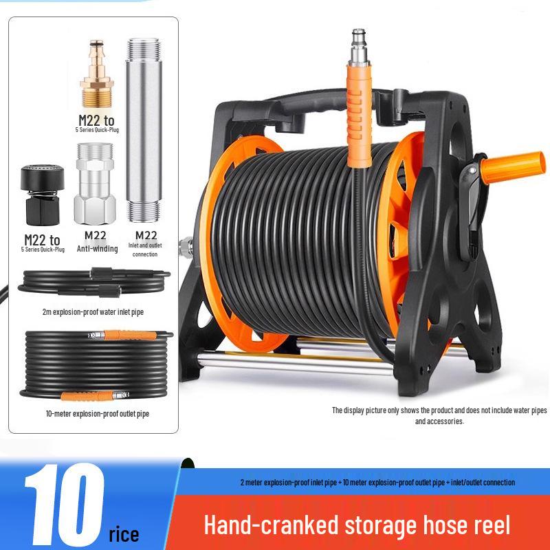 High-Pressure Water Hose Reel & Storage Rack for Car and Household Cleaning