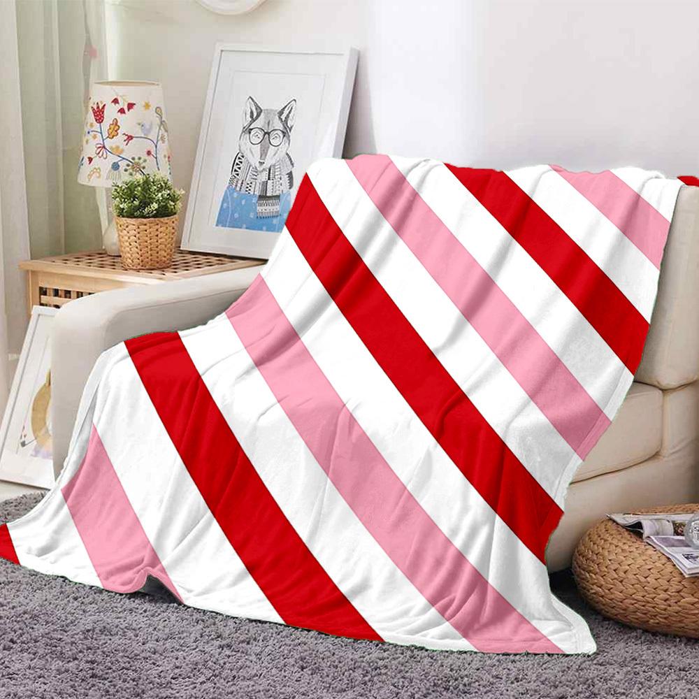 1pc Red Stripes Blanket Warm, Cozy, And Soft, Suitable for Sofas, Beds, Cars, And Office Use.Perfect for Camping And Travel, Making It a Great Gift fo
