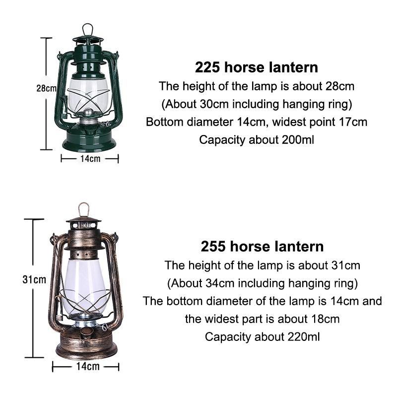 1Pc 25Cm Bronze Kerosene Lamp Retro Horse Lamp Camping Lamp Outdoor Tent Lamp Emergency Camping Portable Hanging Lamp