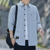 Camicia Casual da Uomo a Sette Maniche in Puro Cotone - Stile Hong Kong Primavera/Autunno Capospalla Largo