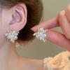 Silver Needle Zircon Flower Pearl Stud Earrings Exquisite Light Luxury High-end Earrings Niche White Versatile Earrings