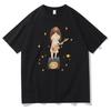 Trendy Yoshitomo Nara Guitar Gurl Printed T-Shirt Men's and Women's Fashion Cartoon  Short Sleeve T-Shirt Casual Retro Top