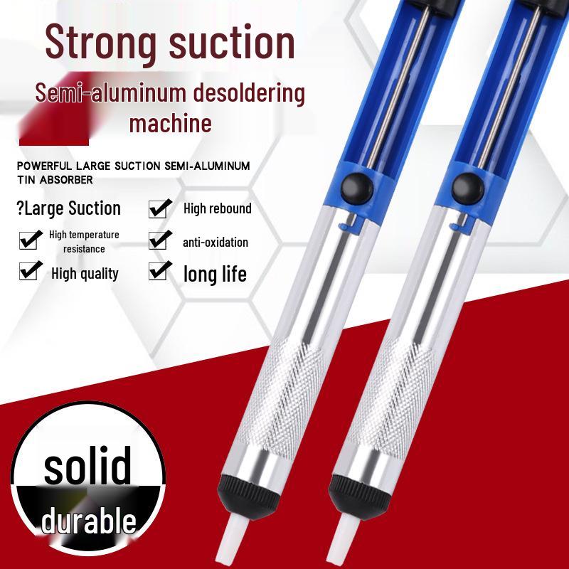 Compact Aluminum Solder Sucker with Non-slip Grip - Manual Desoldering Tool for Easy Solder Removal