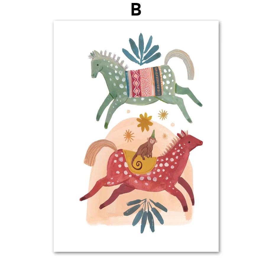 Boho Tiger Leopard Dinosaur Bear Lion Rabbit Poster Nursery Wall Art Mural Print Canvas Painting Pictures Baby Room Home Decor