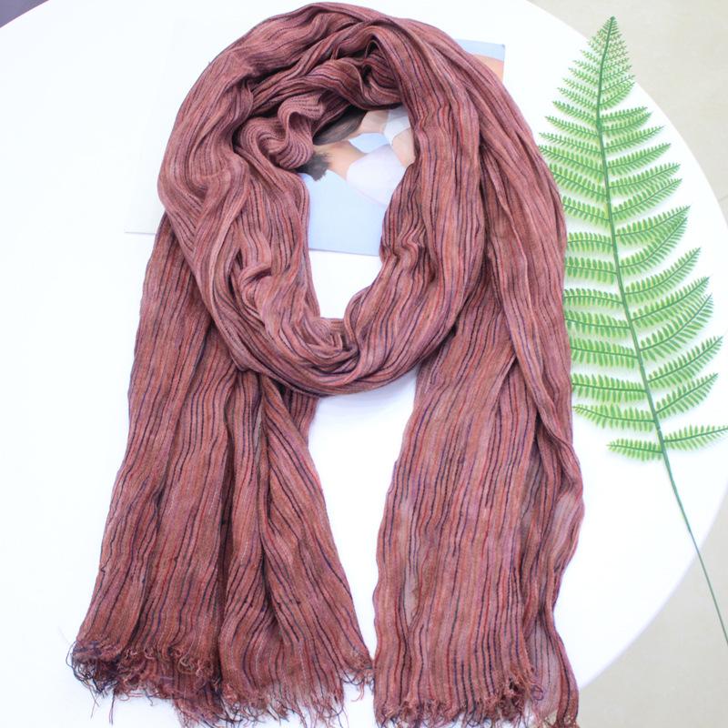 Clearance autumn and winter fashion new women's scarf literary cotton and linen rainbow strip scarf wholesale ins Korean version of thermal scarf