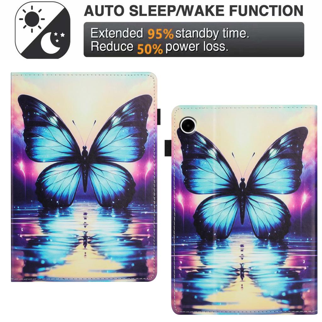 Pouzdro pro Lenovo M10 Plus TB-X606F, Kožený kryt tabletu se vzorem, s funkcí Auto Sleep/Wake, Držák na karty