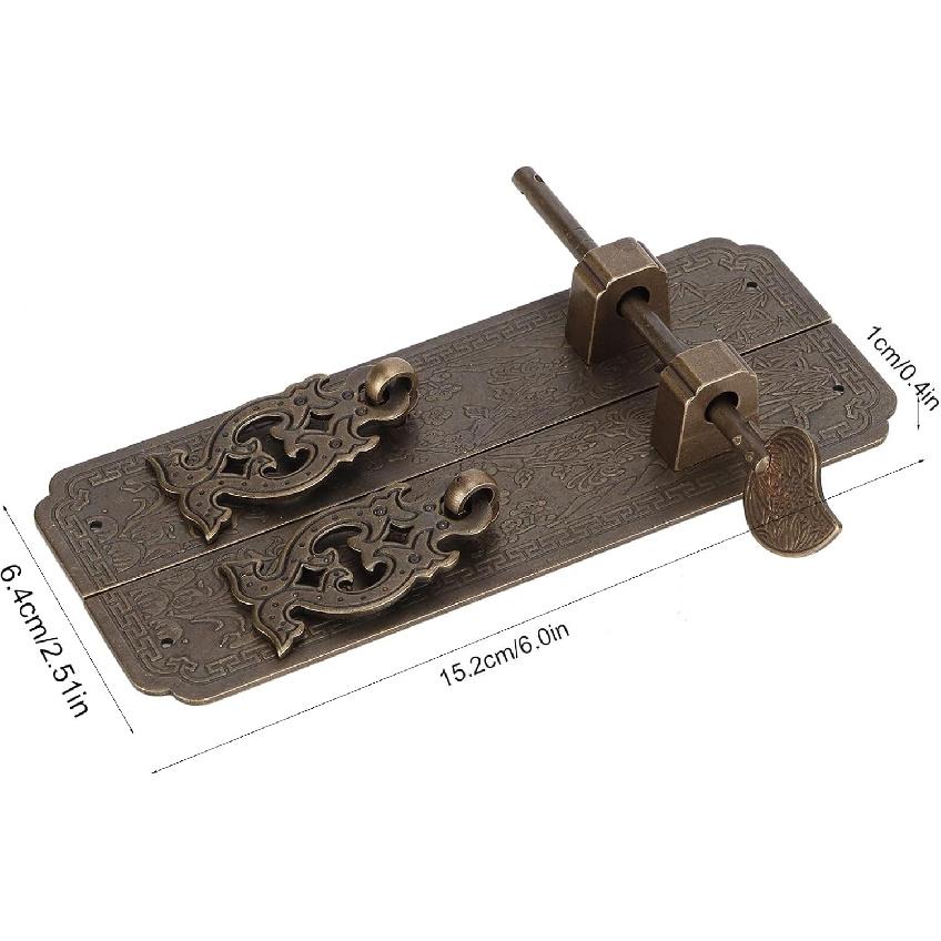 Slide Door Bolt, Copper Security Sliding Lock Cupboard Security Lock Latch Cabinet Door Latch Barrel Bolt Vintage Security Lock Decorative Furniture