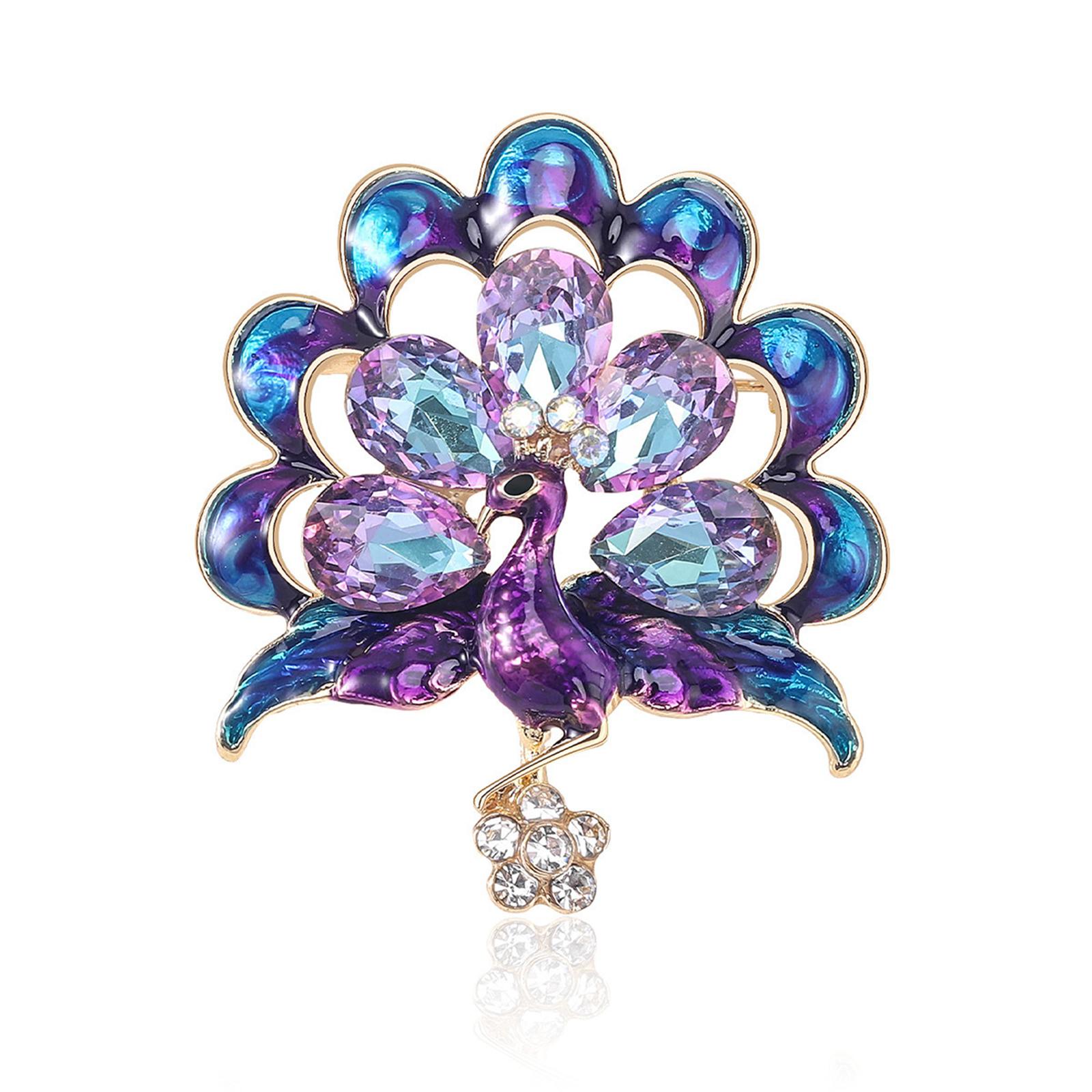 

Diamond-encrusted Peacock Brooch For Women, Corsage, Pin, Accessory For Coats And Overcoats, Stylish . One Size