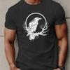 Geometric Crow Design Men's Short Sleeve T-Shirt Summer Wear Regular Fit Casual Style Microfiber Men Clothing