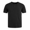 Men's Summer Short Sleeve Henley Shirt Ribbed Texture Button Front Casual Breathable Lightweight T-Shirt